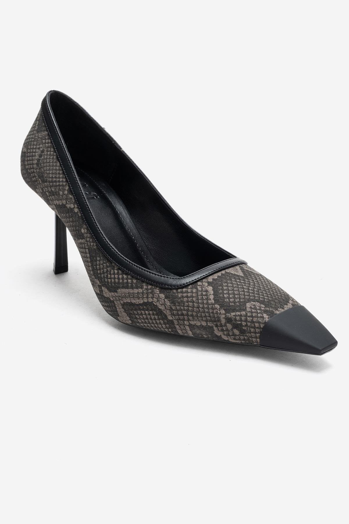 RONA - Zapatos de tacón de aguja con punta y estampado gris (Mujer)