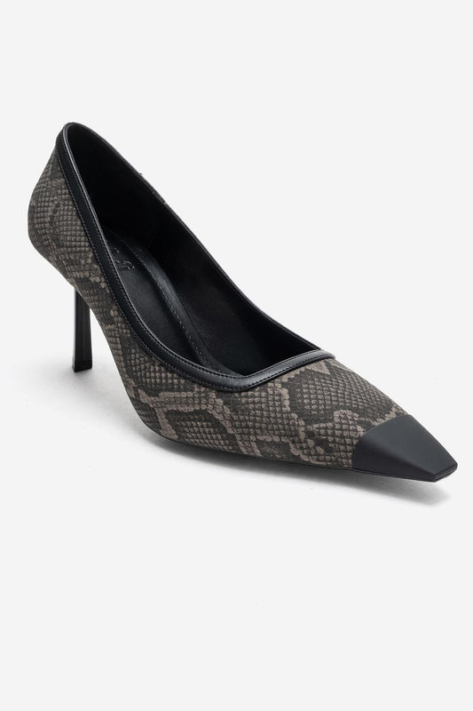 RONA - Gray Patterned Pointed Toe Stiletto Pump (Women)