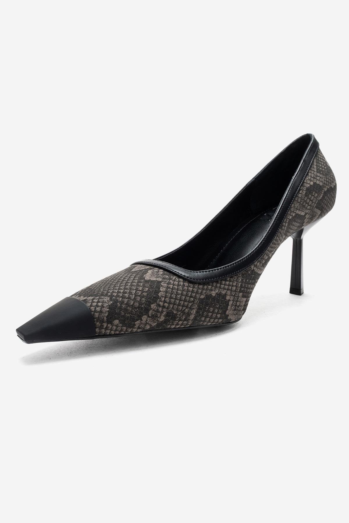 RONA - Zapatos de tacón de aguja con punta y estampado gris (Mujer)
