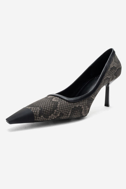 RONA - Zapatos de tacón de aguja con punta y estampado gris (Mujer)