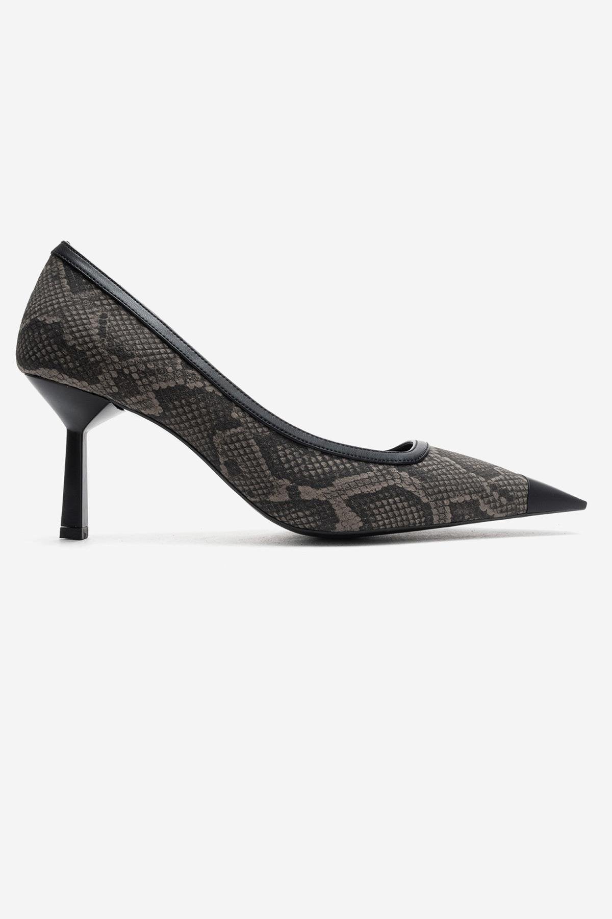 RONA - Zapatos de tacón de aguja con punta y estampado gris (Mujer)