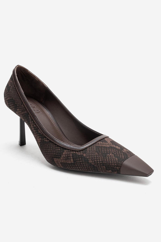 RONA - Brown Patterned Pointed Toe Stiletto Pump (Women)