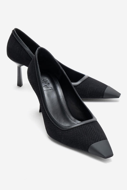 RONA - Zapatos de tacón de aguja puntiagudos con estampado negro (Mujer)