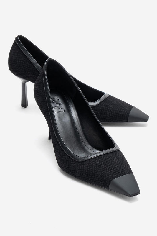 RONA - Zapatos de tacón de aguja puntiagudos con estampado negro (Mujer)