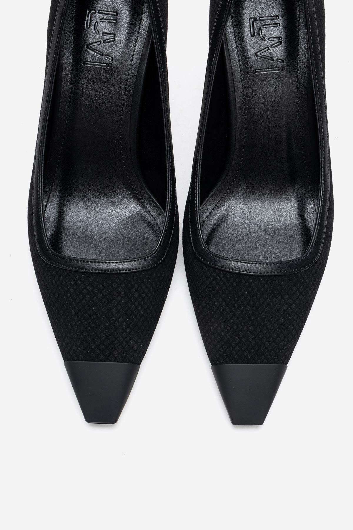 RONA - Zapatos de tacón de aguja puntiagudos con estampado negro (Mujer)