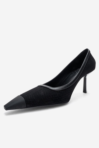 RONA - Zapatos de tacón de aguja puntiagudos con estampado negro (Mujer)