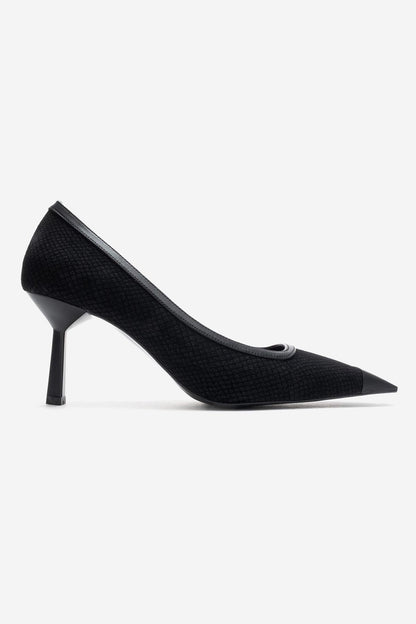 RONA - Zapatos de tacón de aguja puntiagudos con estampado negro (Mujer)