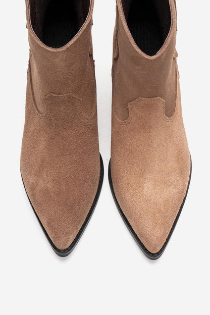 ELIA - Camel Genuine Leather Block Heel Western Boot (Women)