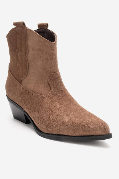 ELIA - Camel Genuine Leather Block Heel Western Boot (Women)