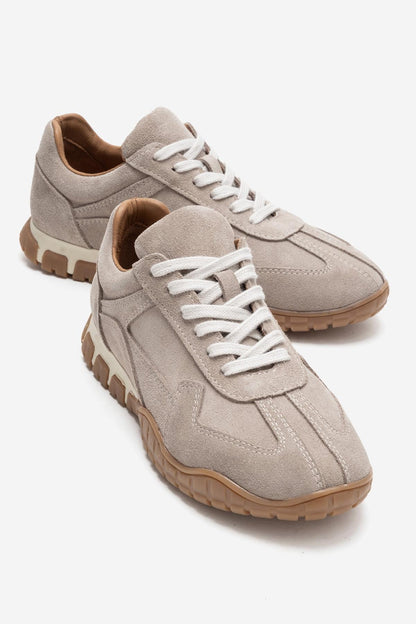 Lars - Zapatillas de Piel de Ante Beige (Mujer)