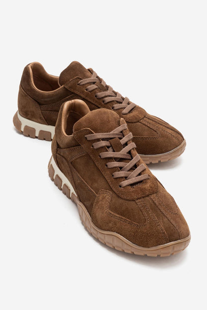 Lars - Zapatilla de piel de ante color coñac (mujer)