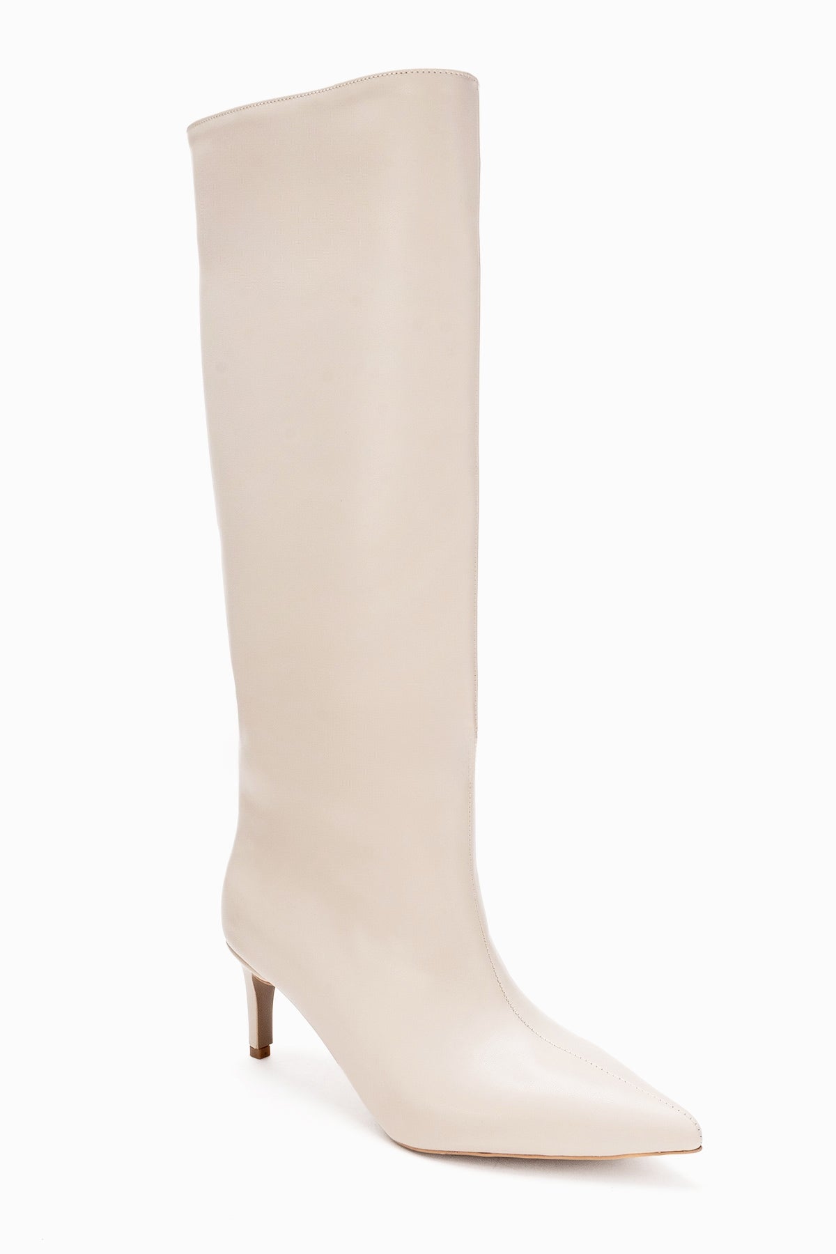 Camila - Bota alta de tacón fino beige (mujer)