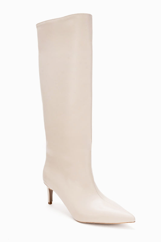 Camila - Bota alta de tacón fino beige (mujer)