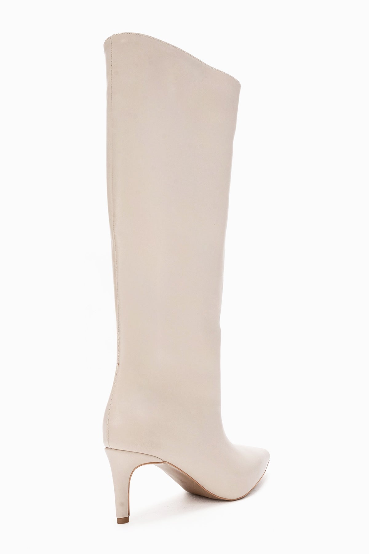 Camila - Bota alta de tacón fino beige (mujer)