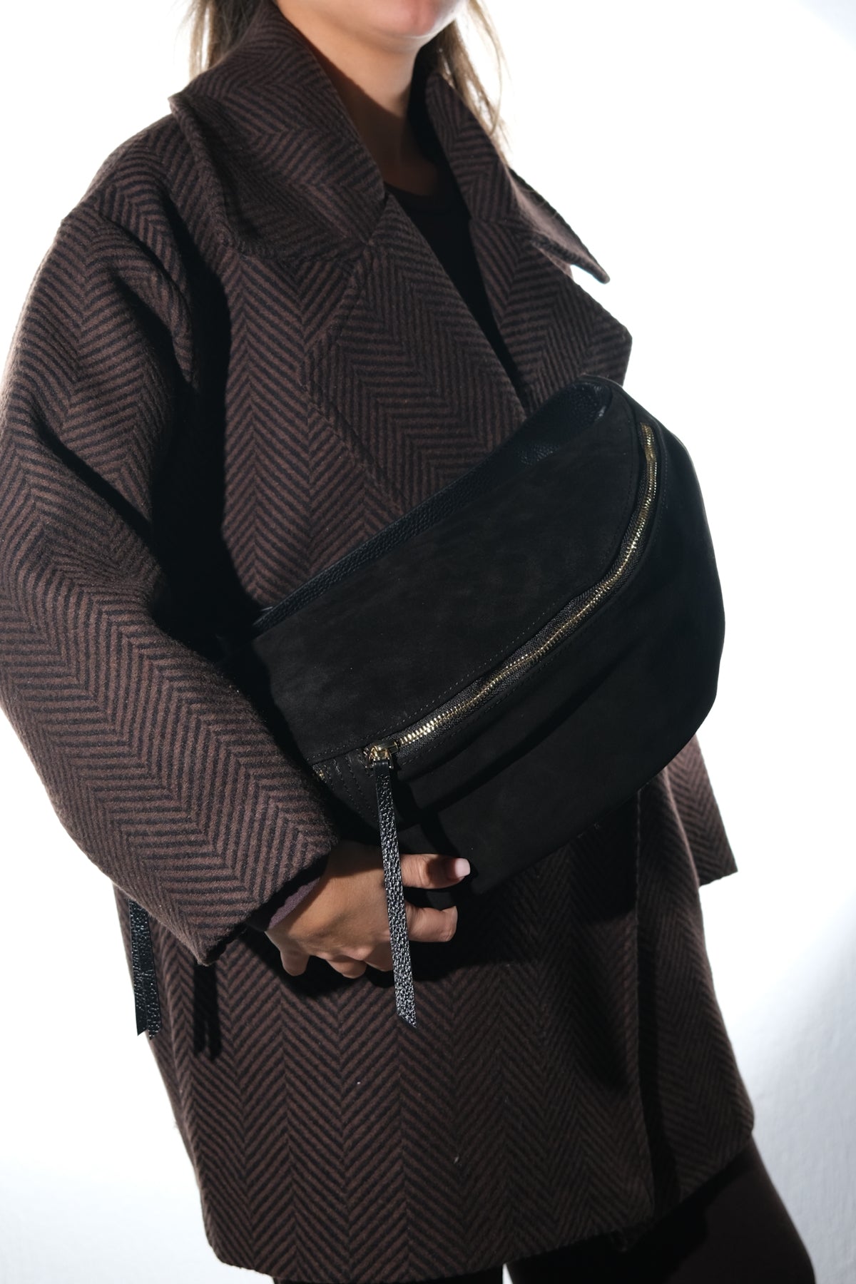 Sola - Bolso de hombro de ante negro (mujer)