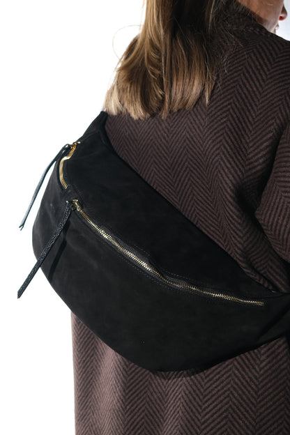 Sola - Bolso de hombro de ante negro (mujer)