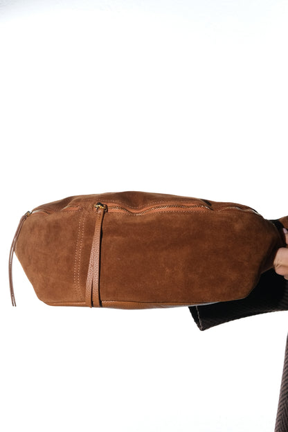 Sola - Bolso de hombro de cuero de ante color coñac (Mujer)
