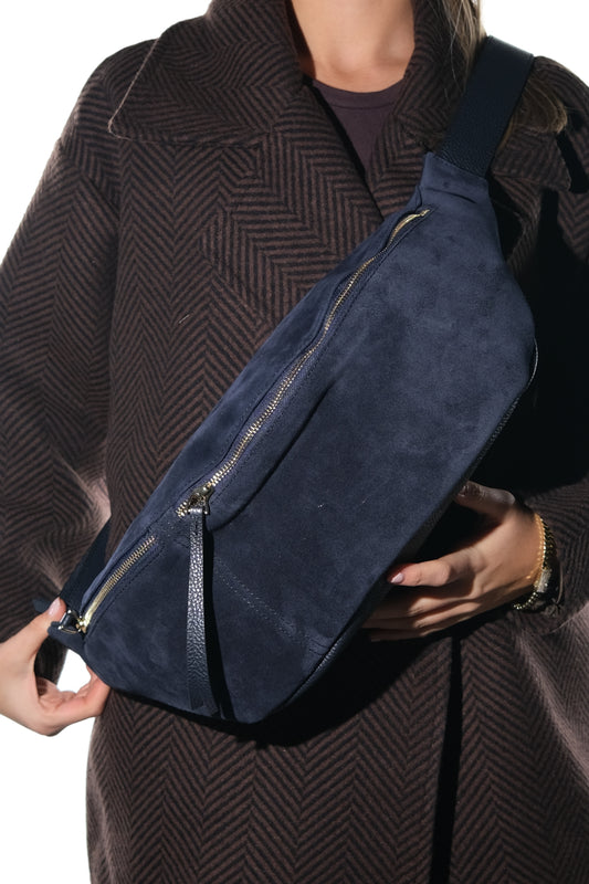 Sola - Bolso de hombro de ante azul marino (mujer)