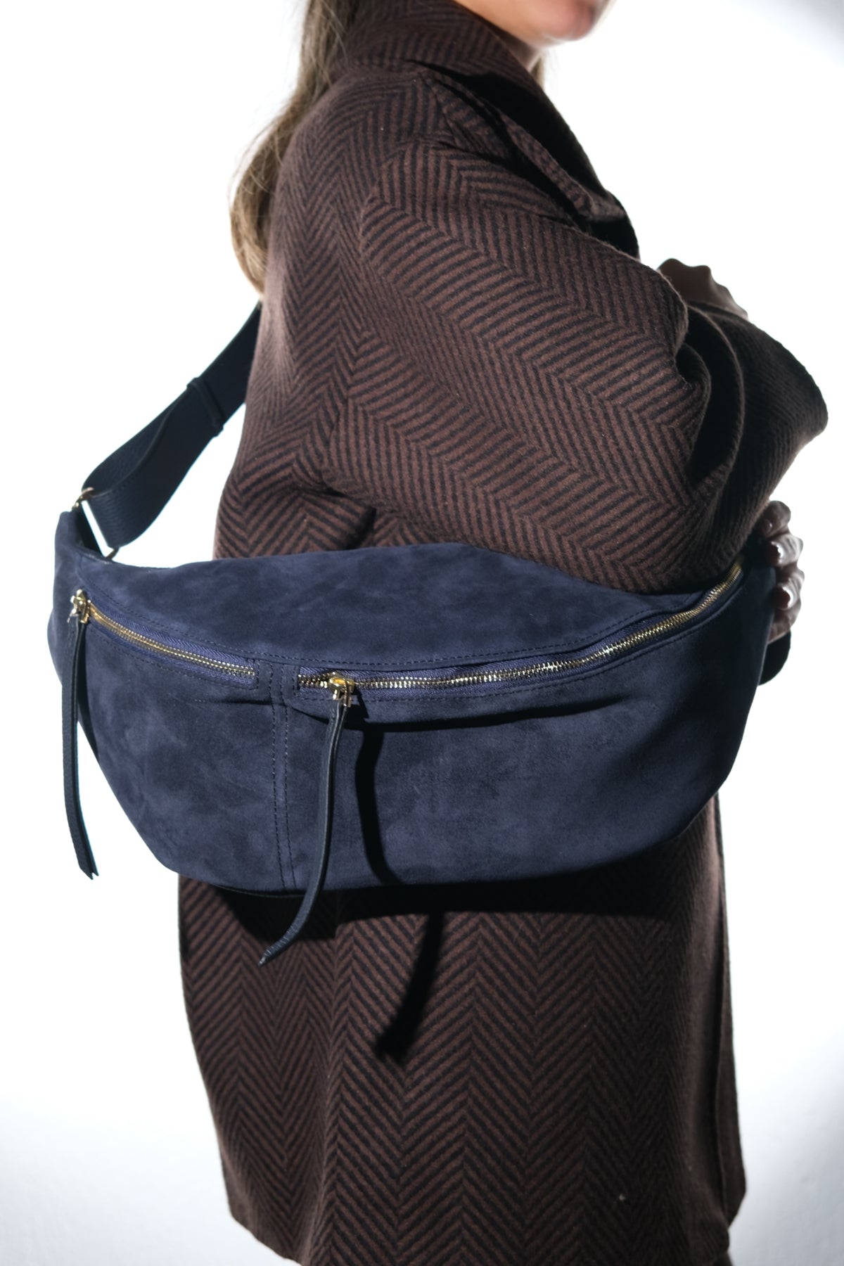 Sola - Bolso de hombro de ante azul marino (mujer)