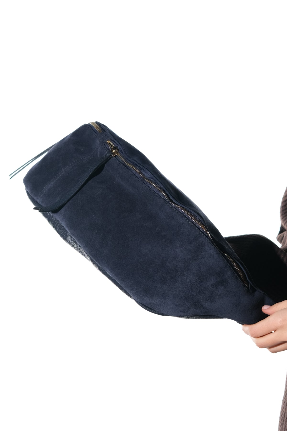 Sola - Bolso de hombro de ante azul marino (mujer)