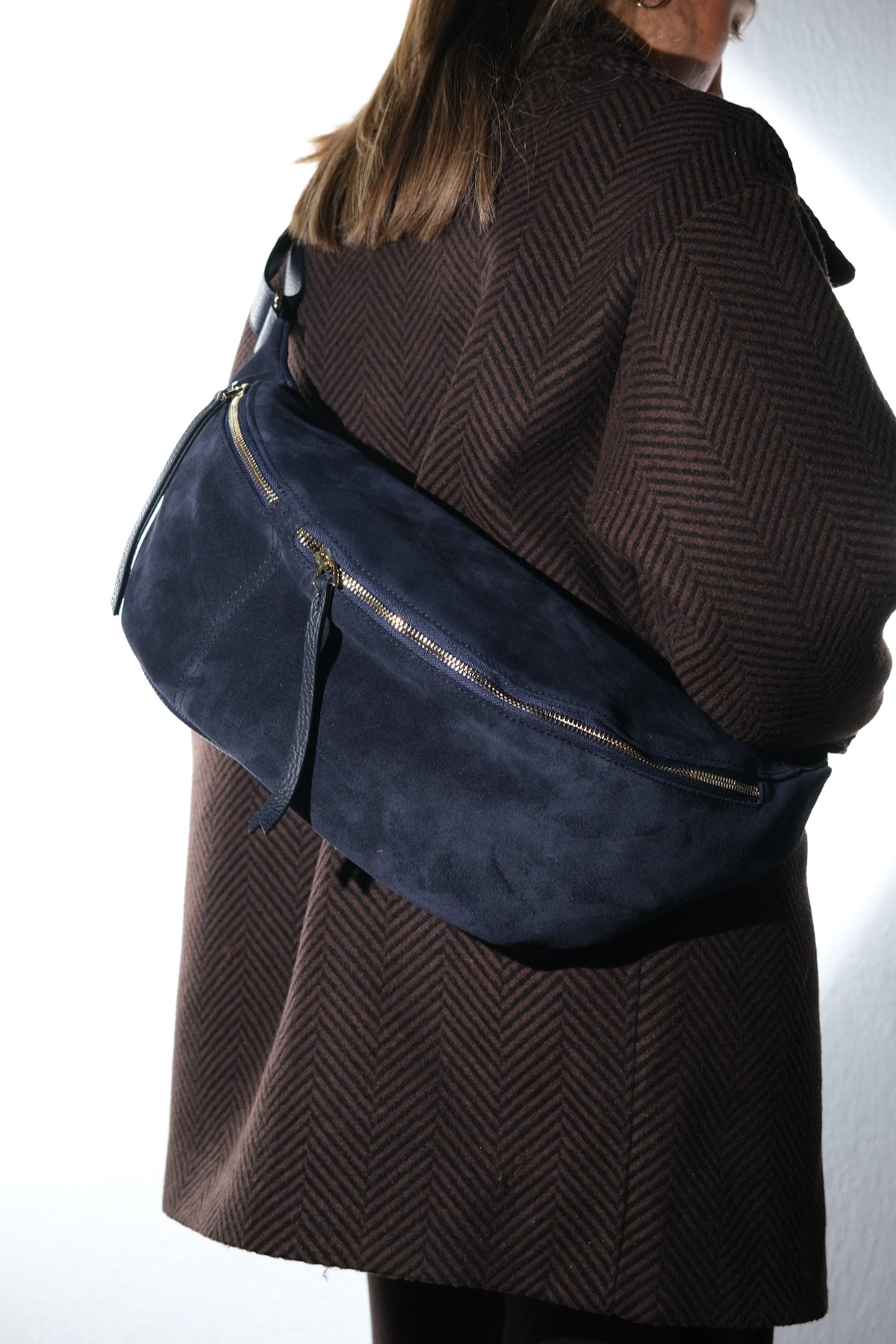 Sola - Bolso de hombro de ante azul marino (mujer)
