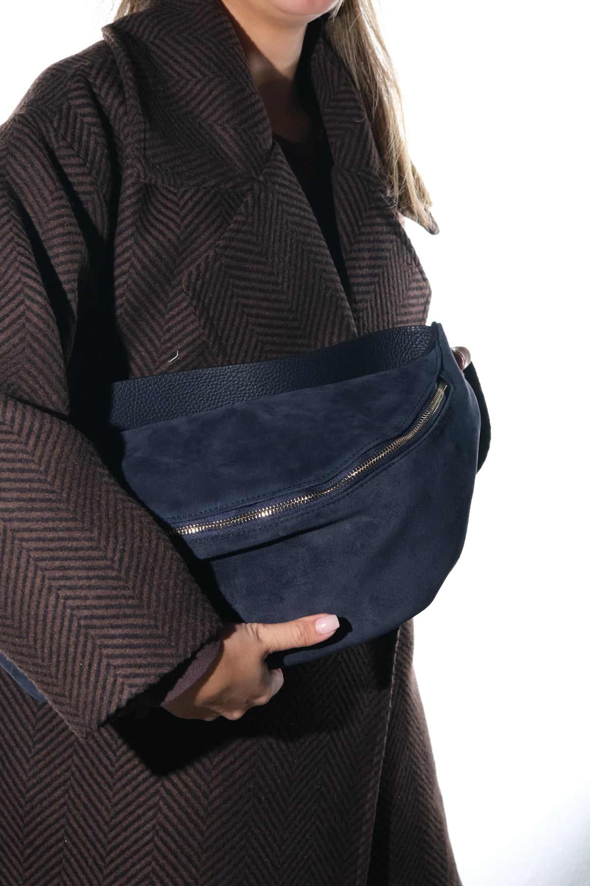 Sola - Bolso de hombro de ante azul marino (mujer)