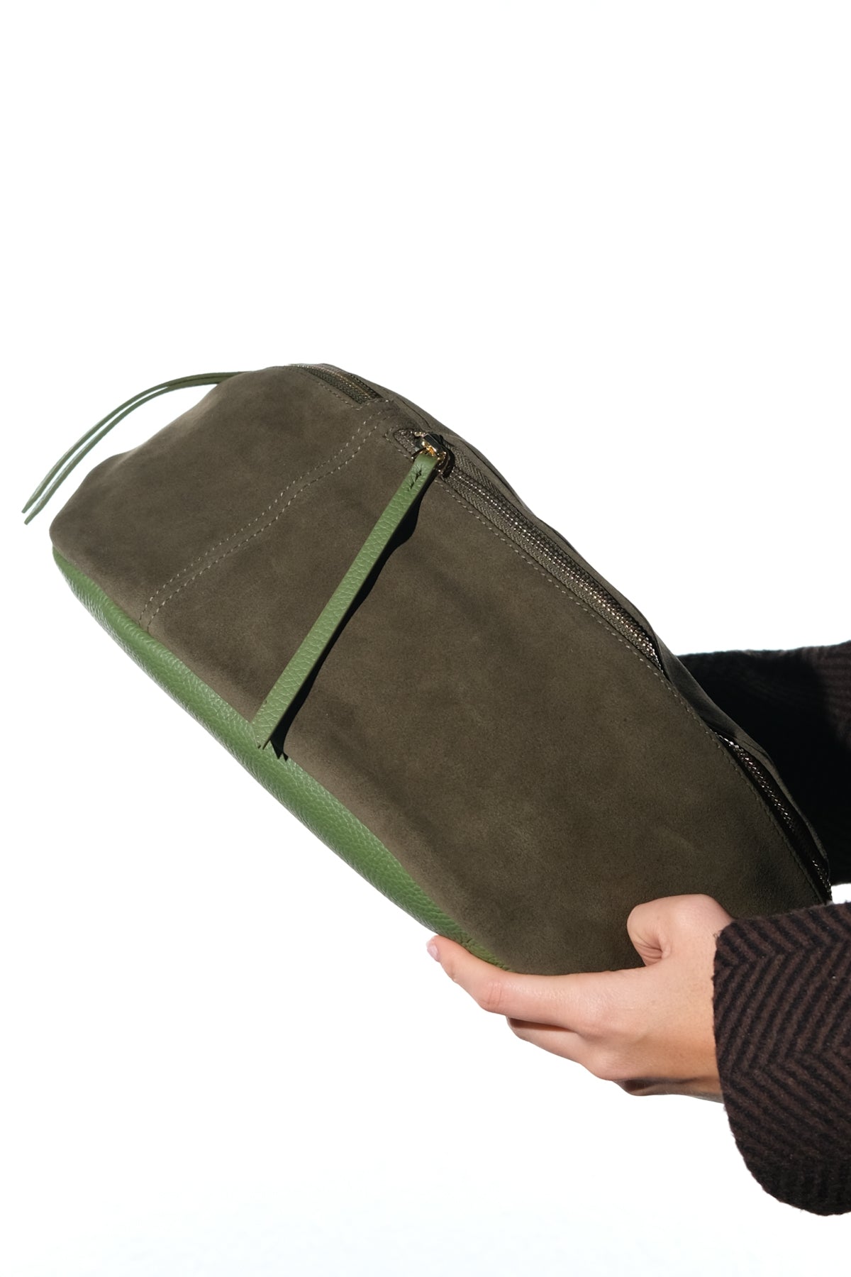 Sola - Bandolera de cuero de ante verde (Mujer)