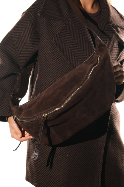 Sola - Bolso de hombro de cuero de ante marrón (mujer)
