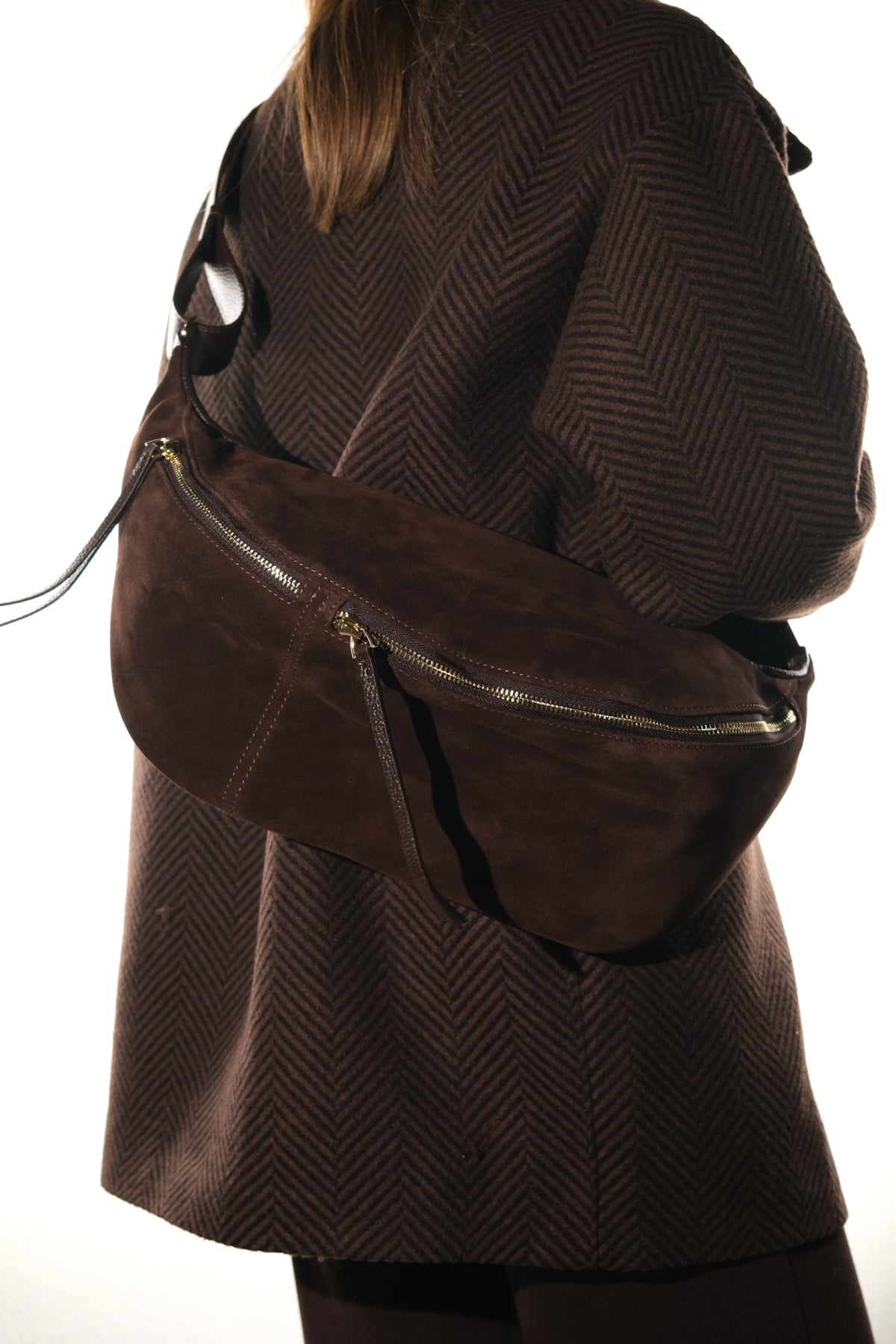 Sola - Bolso de hombro de cuero de ante marrón (mujer)