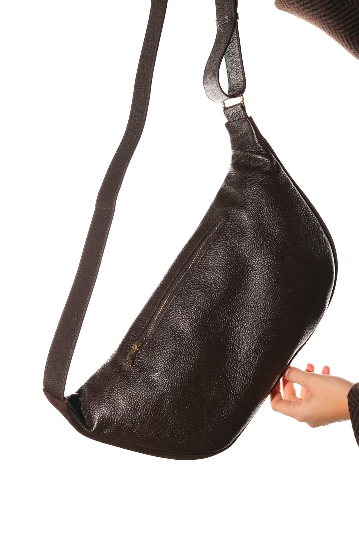Sola - Bolso de hombro de cuero de ante marrón (mujer)