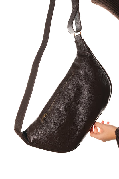 Sola - Bolso de hombro de cuero de ante marrón (mujer)
