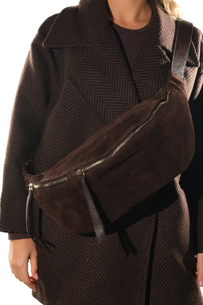 Sola - Bolso de hombro de cuero de ante marrón (mujer)