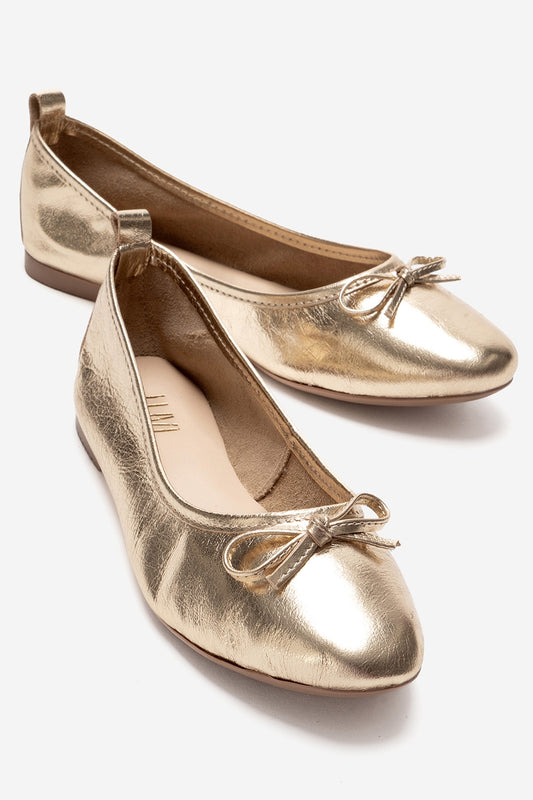 01 - Bailarinas de piel auténtica doradas (mujer)