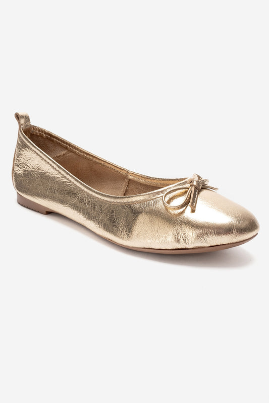 01 - Gold Genuine Leather Ballet Flat (Women)