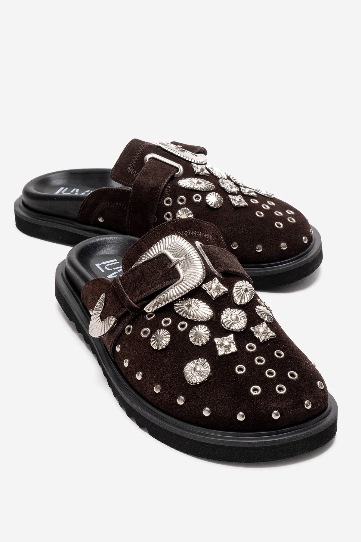 Maril - Brown Suede Leather Buckle Slide (Women)