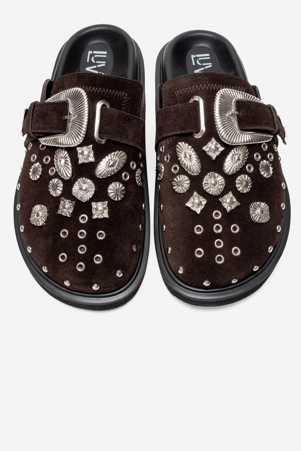 Maril - Brown Suede Leather Buckle Slide (Women)