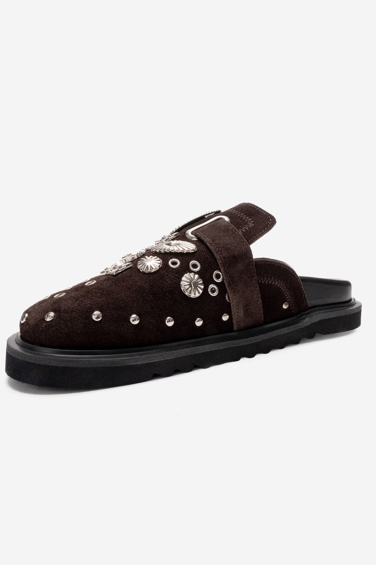 Maril - Brown Suede Leather Buckle Slide (Women)