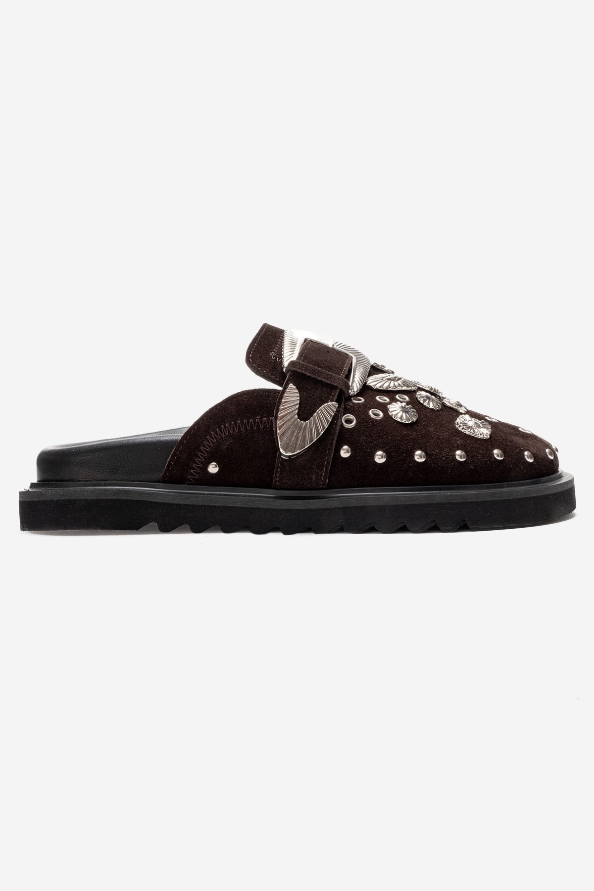 Maril - Brown Suede Leather Buckle Slide (Women)