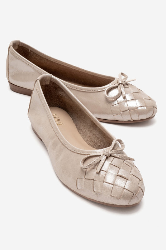 03 - Bailarina de cuero genuino beige (Mujer)