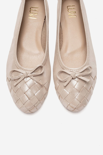 03 - Bailarina de cuero genuino beige (Mujer)