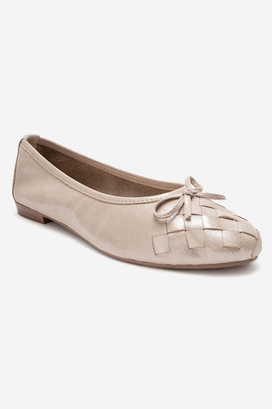 03 - Beige Genuine Leather Ballet Flat (Women)