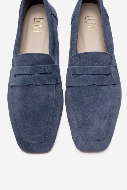 Morne - Mocasín de cuero genuino azul marino (mujer)