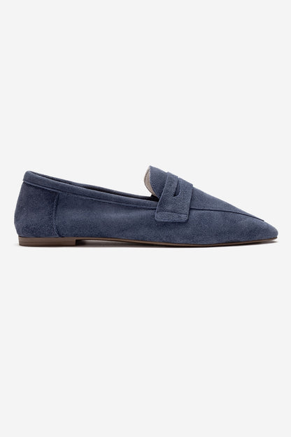 Morne - Mocasín de cuero genuino azul marino (mujer)