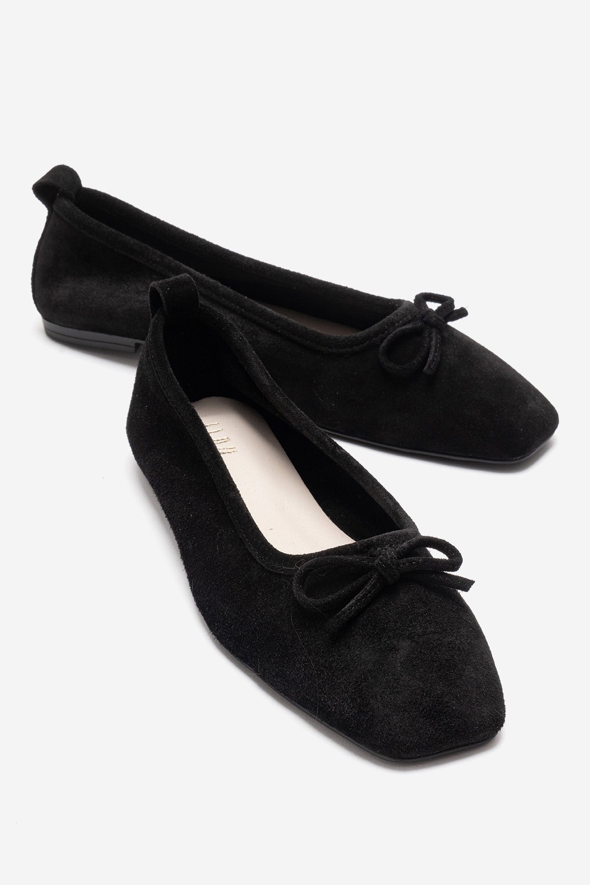 Sosa - Black Suede Genuine Leather Bow Ballet Flat (Women)