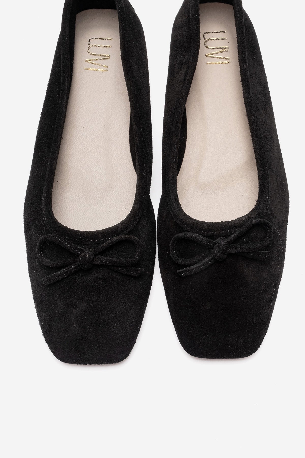 Sosa - Black Suede Genuine Leather Bow Ballet Flat (Women)