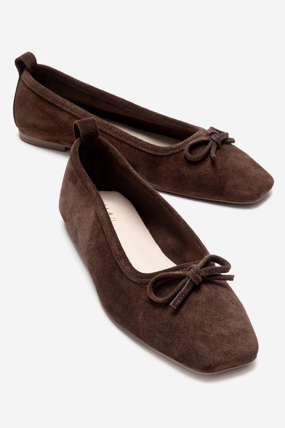 Sosa - Brown Suede Genuine Leather Bow Ballet Flat (Women)