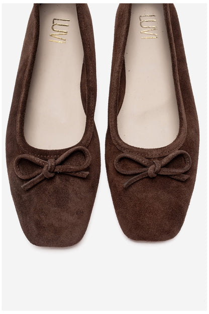Sosa - Brown Suede Genuine Leather Bow Ballet Flat (Women)