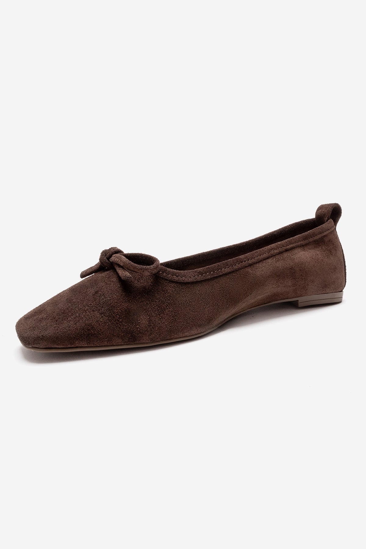 Sosa - Brown Suede Genuine Leather Bow Ballet Flat (Women)