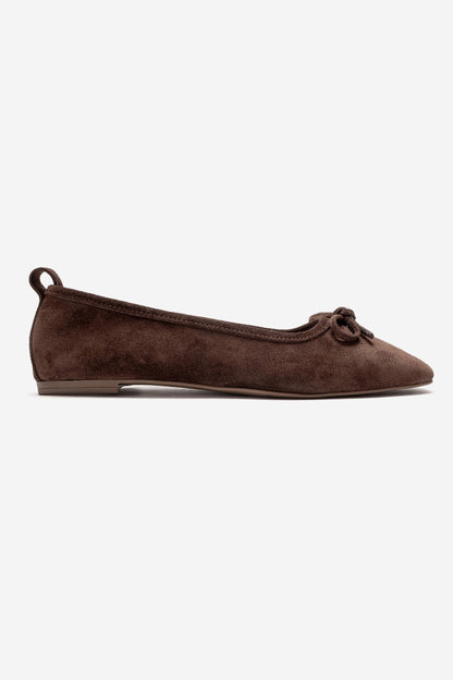 Sosa - Brown Suede Genuine Leather Bow Ballet Flat (Women)