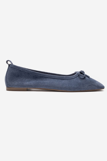 Sosa - Denim Blue Genuine Leather Bow Ballet Flat (Women)